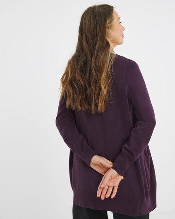 Plum Longline Edge To Edge Cardigan