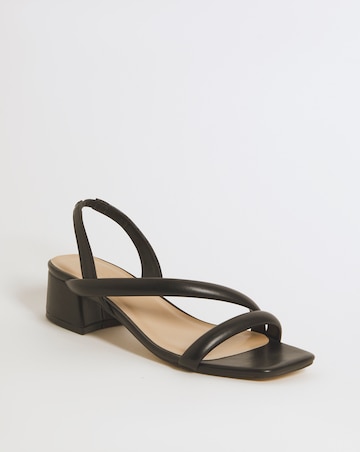 Avery Asymmetric Low Block Heeled Sandals - Wide Fit (E)