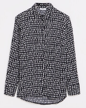 Mono Print Dipped Back Viscose Shirt