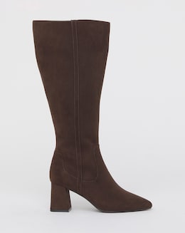 Soprano Block Heel Pointed Knee High Boots - Wide Fit (E) &amp; Curvy Calf