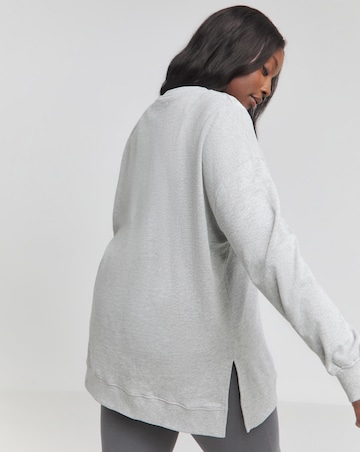 Basic Grey Marl Side Split Longline Sweatshirt Tunic