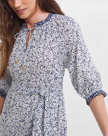 Mixed Print Tiered Hem Waisted Dress