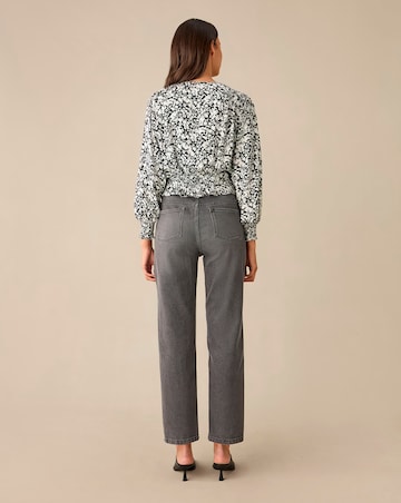 Ro&Zo Mono Floral Print Keyhole Front Blouse