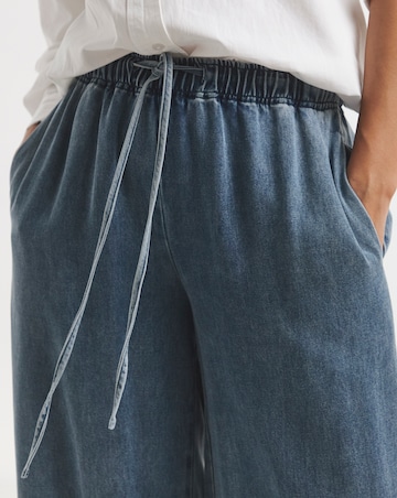 Simply Be Light Wash Denim Lyocell Tie Front Palazzo Jeans