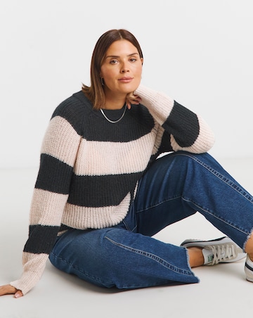 Simply Be Monochrome Stripe Fluffy Jumper