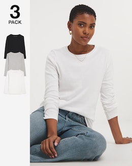 Pure Cotton 3 Pack The Crew Neck Pack LS