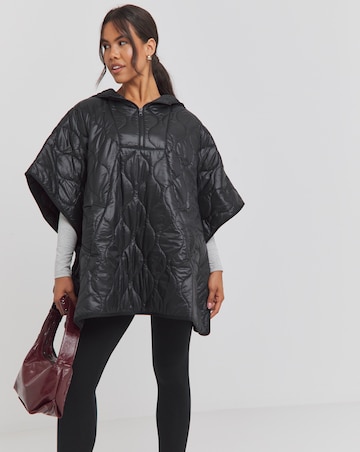 Black Quilted Poncho