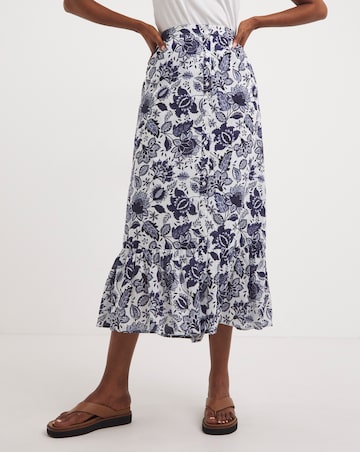 Anise Navy Print Tiered Co-Ord Maxi Skirt