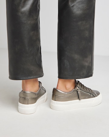 Kate Lace Up Zip Detail Chunky Trainer - Wide Fit (E)