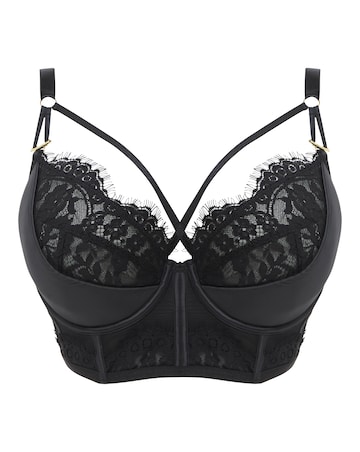 Figleaves Adele Satin And Lace Padded Long Line Full Cup Bra B-G