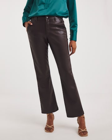 Chocolate Faux Leather Straight Leg Trousers
