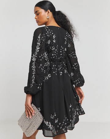 Maya Deluxe Blouson Embellished Mini Dress