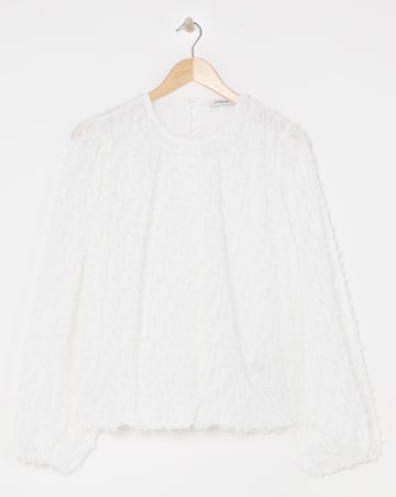 Ivory Textured Fluffy Blouse