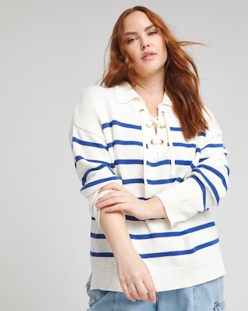 Nautical Stripe Tie Neck Jumper