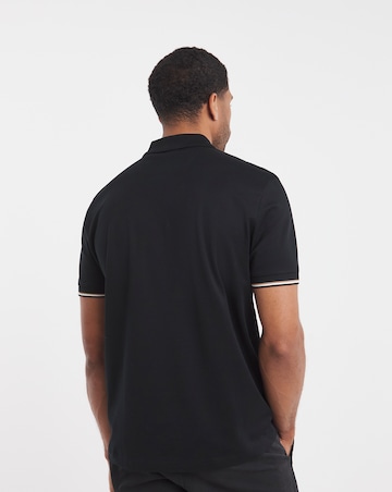 BOSS Short Sleeve Zip Neck Polo - Black