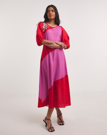 Raishma Studio Abstract Print Embellished Midi Dress