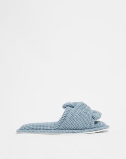 Waffle Bow Mule Slipper EEE Fit