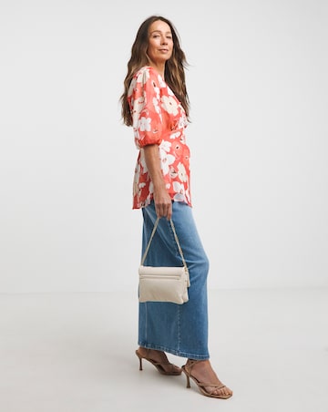 Floral Print Tea Blouse With Exposed Back