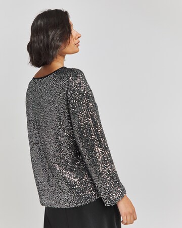 Pewter Linear Sequin Top