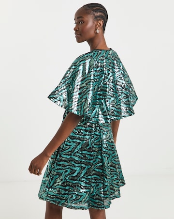 Lovedrobe Animal Sequin Cape Mini Dress
