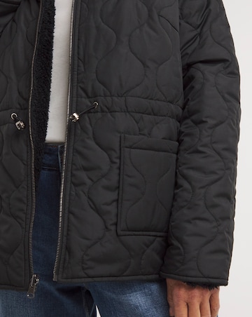 Black Reversible Borg Quilted Jacket