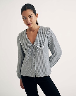 Nobody's Child Gingham Check Blouse