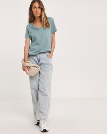 Sage Crochet Trim V Neck Bubble Hem Top