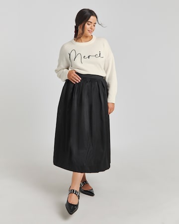 Simply Be Cream Merci Slogan Embroidered Knitted Jumper