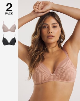 Pretty Secrets 2 Pack Mollie Everyday Stripe Non Wired Bras B-F