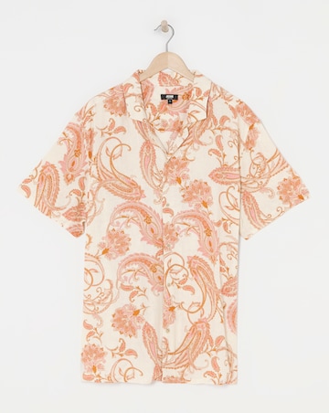 Short Sleeve Paisley Cuban Collar Shirt