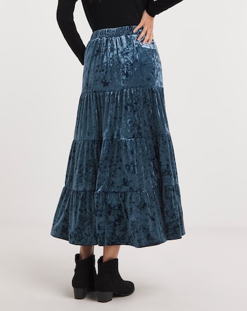Julipa Crushed Velvet Tiered Maxi Skirt