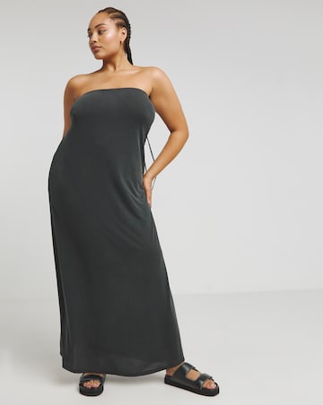 Simply Be Charcoal Grey Premium Jersey Bandeau Maxi Dress