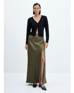 Mango Split Satin Maxi Skirt