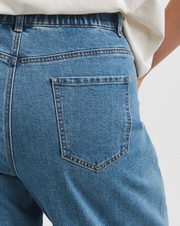 Simply Be Mid Blue Cropped Barrel Leg Jeans