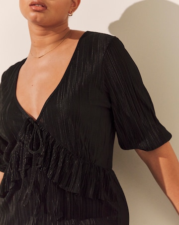 Black Plisse Culotte Jumpsuit