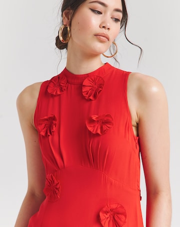 Hope & Ivy Keely Red High Neck Rose Sleeveless Maxi Dress