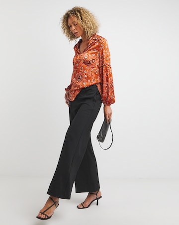 Joanna Hope Satin Pleat Detail Tie Neck Blouse