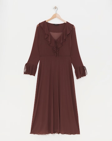 Mesh Ruffle Detail Maxi Dress