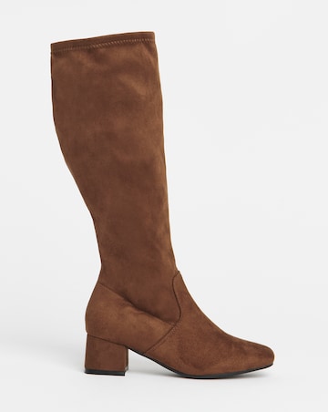 Claudia Low Block Heel Knee High Boots - Standard Fit (D) & Standard/Curvy Calf