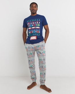 Fairisle Marvel Pyjama Set - Navy/Grey