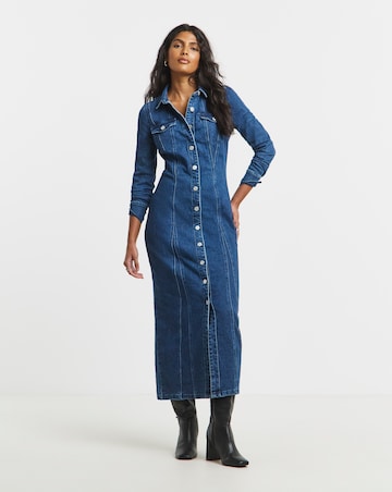 Dark Wash Midaxi Shirt Dress