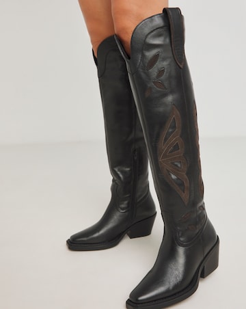Tex Leather Over the Knee Western Boots - Extra Wide Fit (EEE) & Curvy Calf