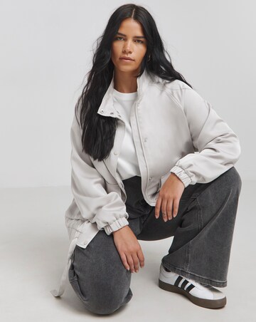 Grey Satin Bomber