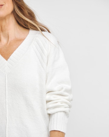 Ribbed Detail V Neck Jumper