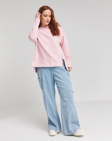 Simply Be Pink Exposed Seam Dip Back Sweatshirt