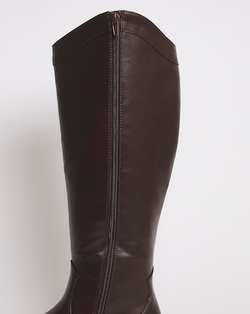Zaida Western Cowboy Knee High Boots - Wide Fit (E) & Super Curvy Calf