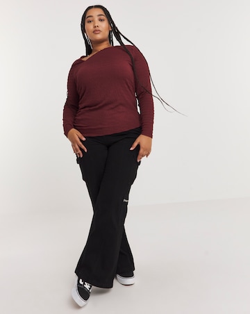 Burgundy Asymmetric Ruched Top