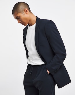 Navy Textured Patch Pocket Reg Fit Suit Jacket