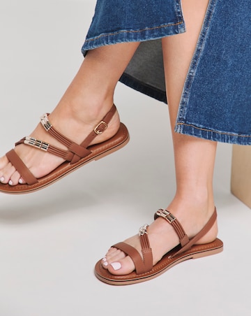 Mona Leather Hardware Gladiator Sandal - Wide Fit (E)
