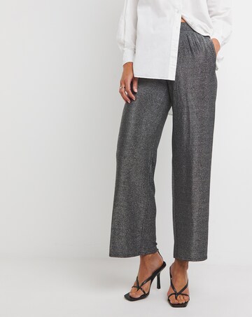 Wide Leg Glitter Knit Pull On Trouser